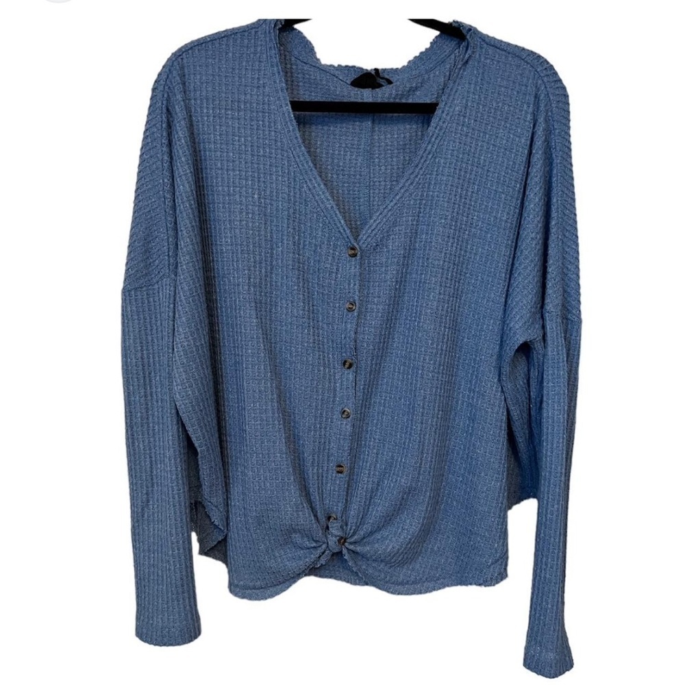 Urban Outfitters Out From Under blue waffle knit crop sweater size medium